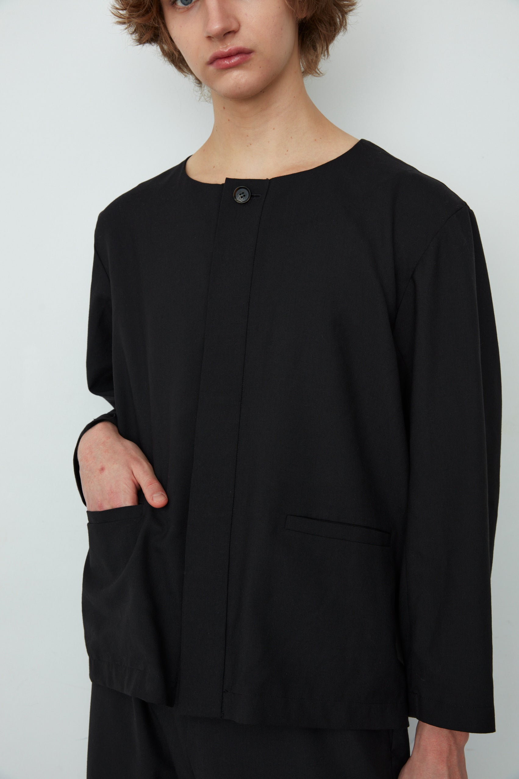 WOOL TROPICAL FRONT FLY JACKET SHIRT